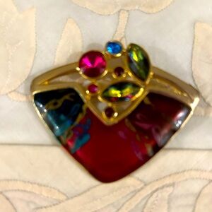 Vintage ECD Enamel & Rhinestone Brooch